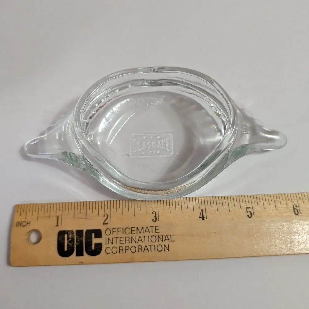 Vintage LOT of 4 Glasbake Clear Deviled Crab Imperial Baking Shells
